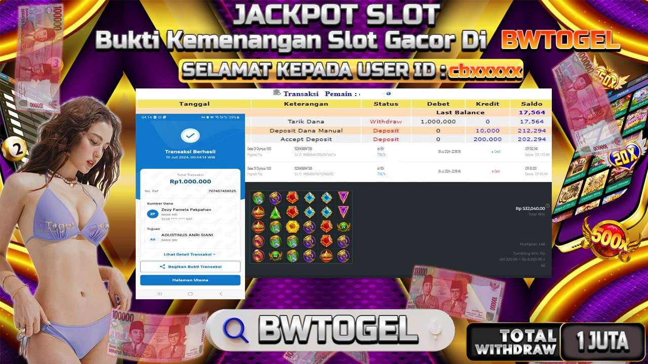 BUKTI JACKPOT SLOT GATES OF OLYMPUS 1000 TERPERCAYA DI INDONESIA TGL 10-07-2024