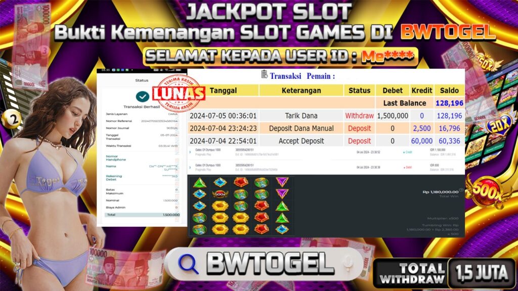 BUKTI JACKPOT SLOT GATES OF OLYMPUS 1000 TERPERCAYA DI INDONESIA TGL 05-07-2024