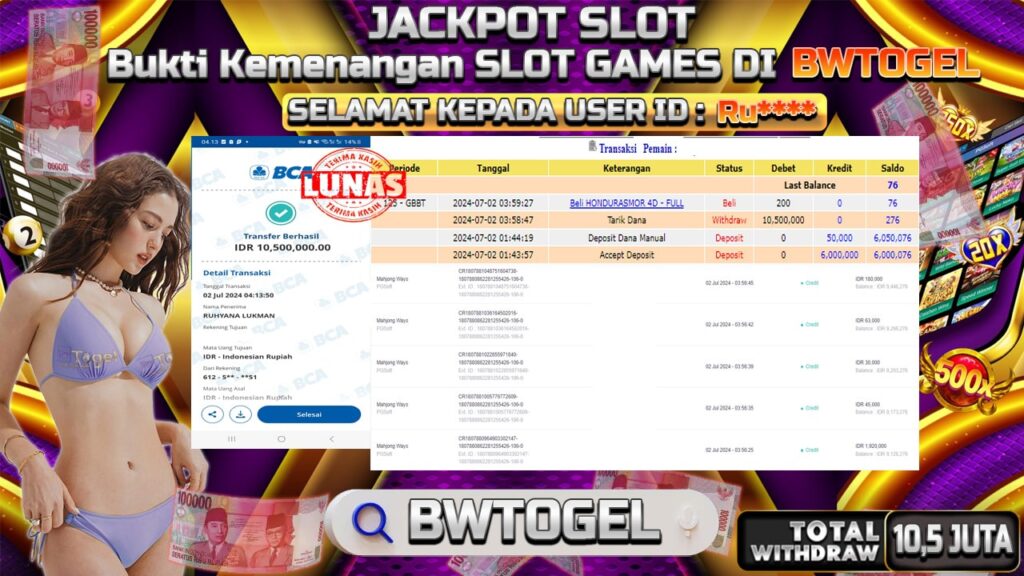 BUKTI JACKPOT SLOT MAHJONG WAYS TERPERCAYA DI INDONESIA TGL 02-07-2024