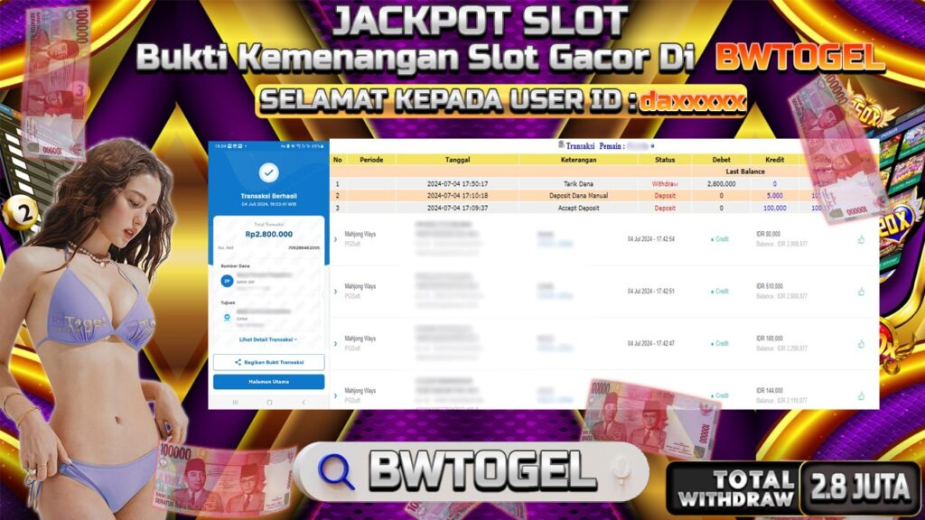 BUKTI JACKPOT SLOT MAHJONG WAYS TERPERCAYA DI INDONESIA TGL 04-07-2024