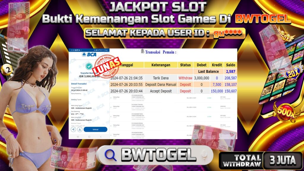 BUKTI JACKPOT SLOT MAHJONG WAYS TERPERCAYA DI INDONESIA TGL 26-07-2024