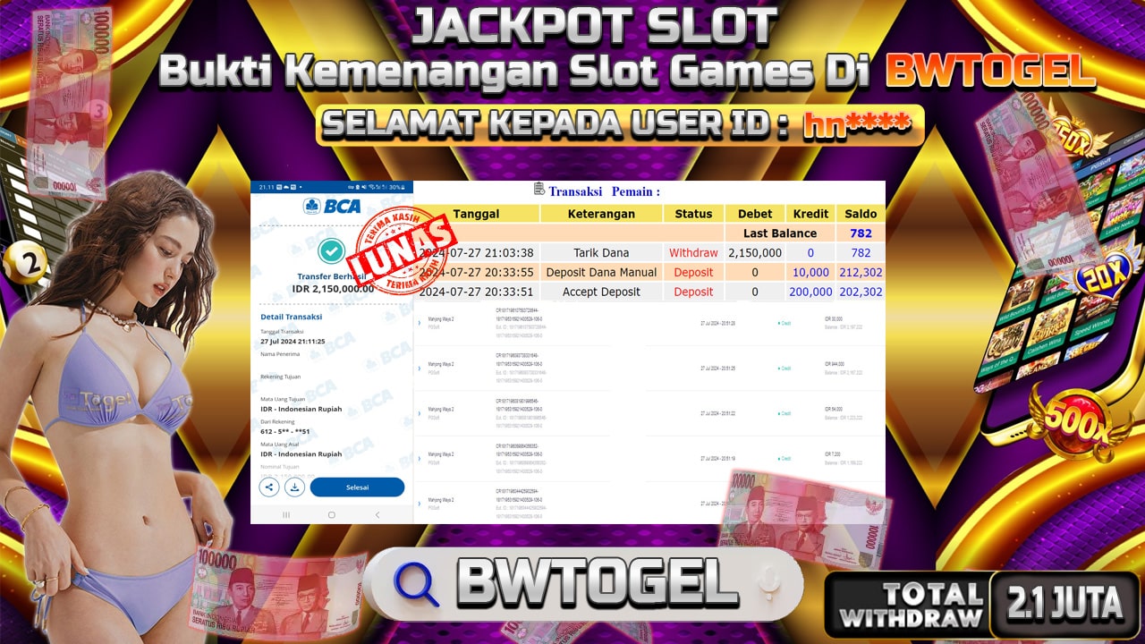 BUKTI JACKPOT SLOT MAHJONG WAYS 2  TERPERCAYA DI INDONESIA TGL 27-07-2024