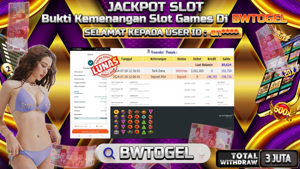 BUKTI JACKPOT SLOT GATES OF OLYMPUS 1000 TERPERCAYA DI INDONESIA TGL 29-07-2024