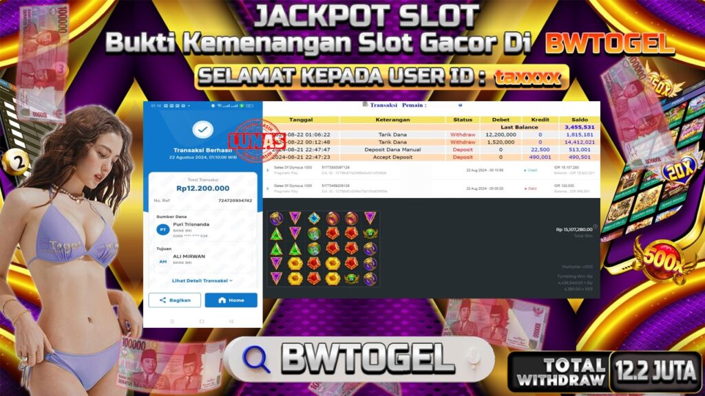 BUKTI JACKPOT SLOT GATES OF OLYMPUS 1000 TERPERCAYA DI INDONESIA TGL 22-08-2024