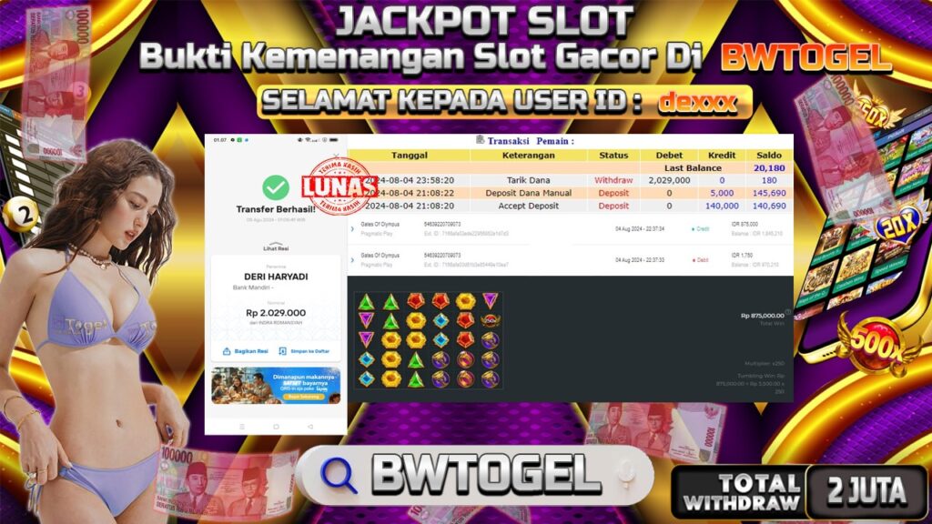 BUKTI JACKPOT SLOT GATES OF OLYMPUS TERPERCAYA DI INDONESIA TGL 05-08-2024