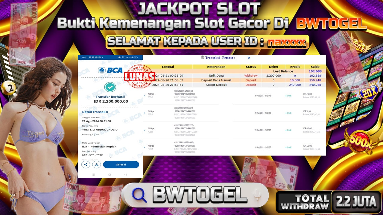 BUKTI JACKPOT SLOT WILD APE TERPERCAYA DI INDONESIA TGL 21-08-2024