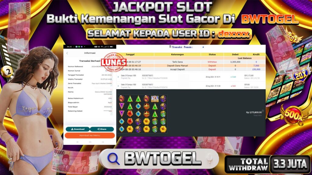 BUKTI JACKPOT SLOT GATES OF OLYMPUS 1000 TERPERCAYA DI INDONESIA TGL 28-08-2024