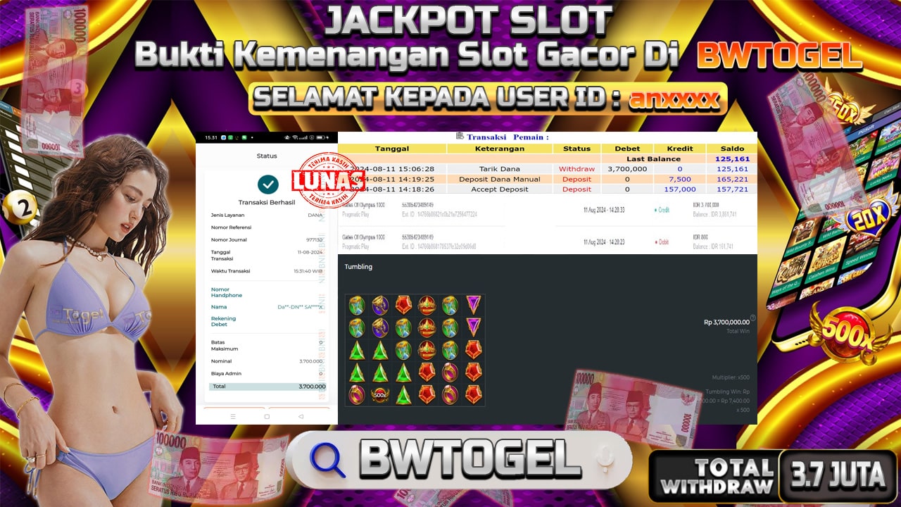 BUKTI JACKPOT SLOT GATES OF OLYMPUS 1000 TERPERCAYA DI INDONESIA TGL 11-08-2024