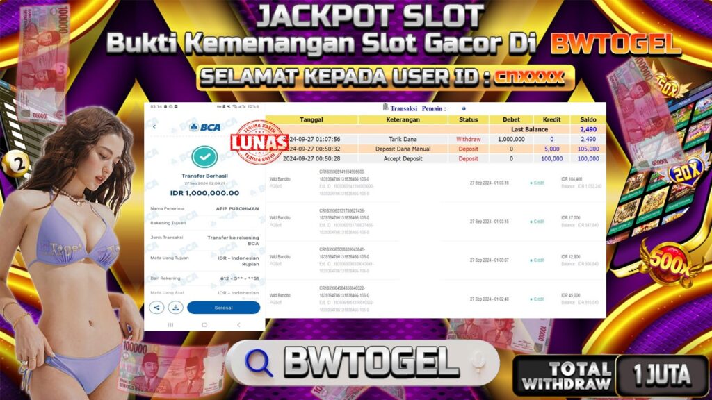 BUKTI JACKPOT SLOT WILD BANDITO TERPERCAYA DI INDONESIA TGL 27-09-2024