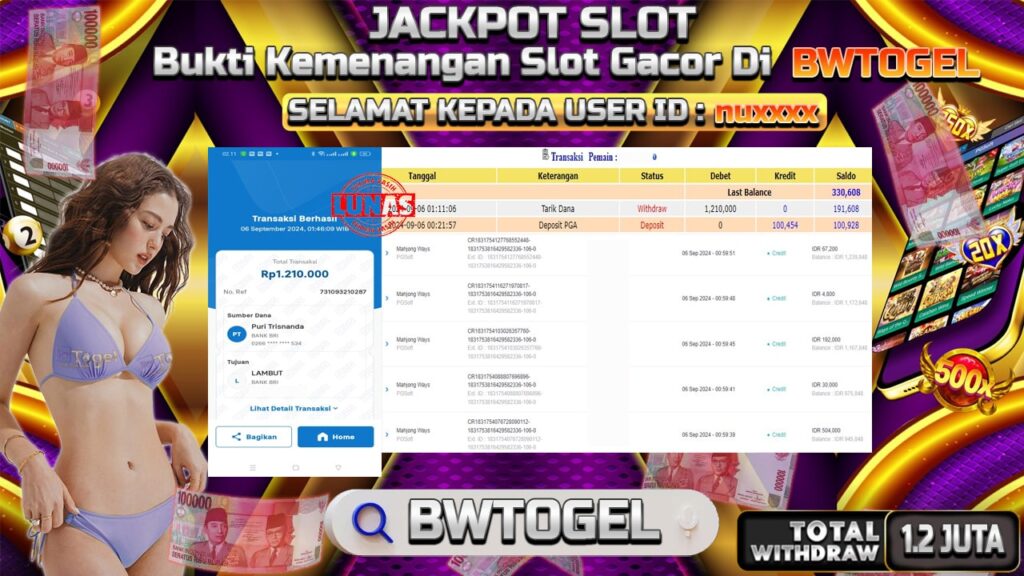 BUKTI JACKPOT SLOT MAHJONG WAYS TERPERCAYA DI INDONESIA TGL 06-09-2024