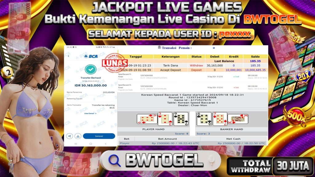 BUKTI JACKPOT SPEED BACCARAT 16 TERPERCAYA DI INDONESIA TGL 19-09-2024