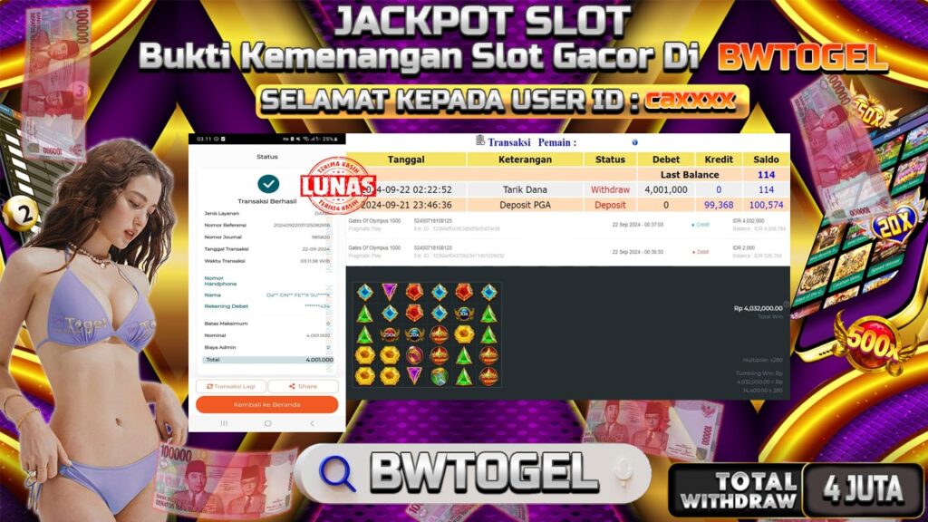 BUKTI JACKPOT SLOT GATES OF OLYMPUS 1000 TERPERCAYA DI INDONESIA TGL 22-09-2024