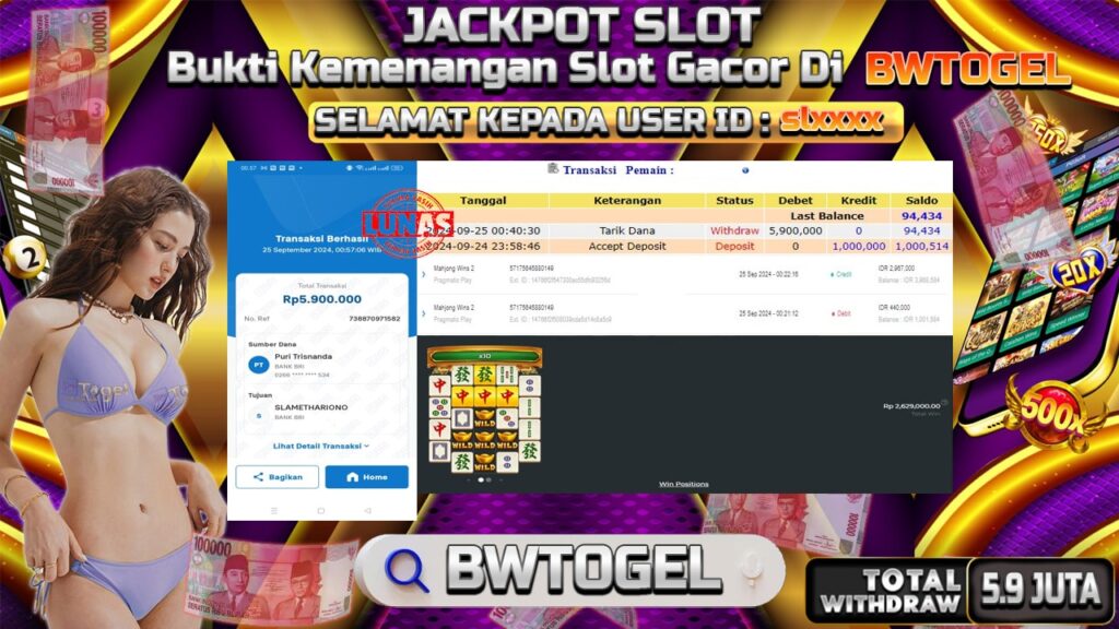 BUKTI JACKPOT SLOT MAHJONG WINS 2 TERPERCAYA DI INDONESIA TGL 25-09-2024