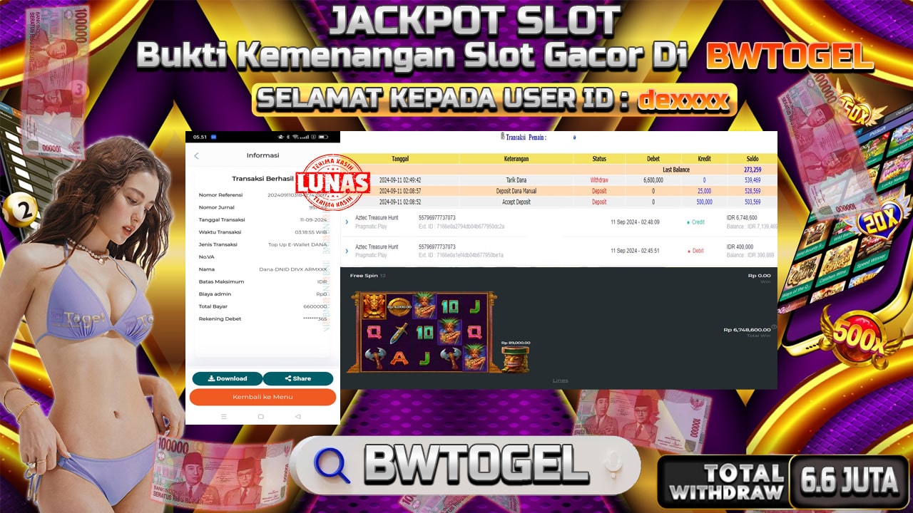 BUKTI JACKPOT SLOT AZTEC TREASURES HURT TERPERCAYA DI INDONESIA TGL 11-09-2024