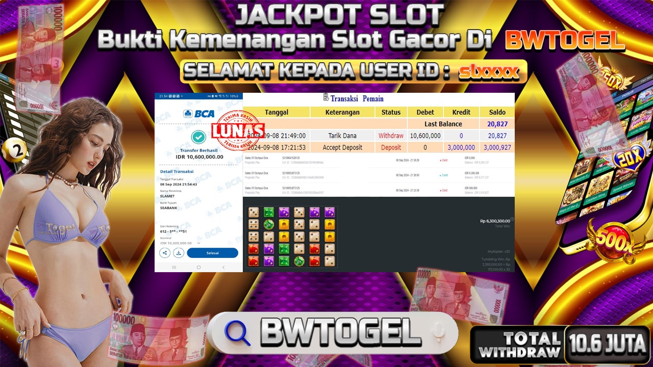 BUKTI JACKPOT SLOT GATES OF OLYMPUS DICE TERPERCAYA DI INDONESIA TGL 08-09-2024