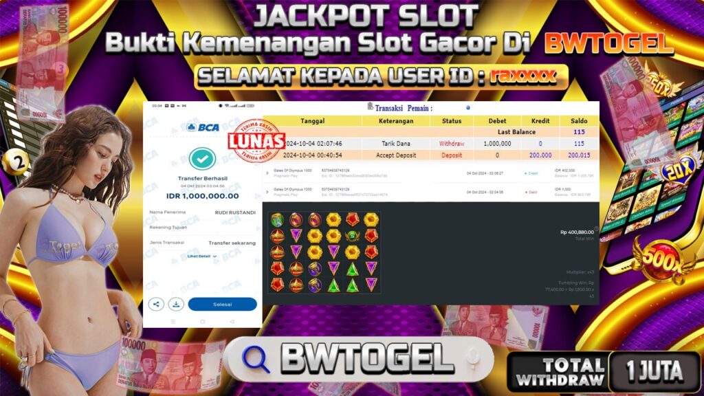 BUKTI JACKPOT SLOT GATES OF OLYMPUS 1000 TERPERCAYA DI INDONESIA TGL 04-10-2024