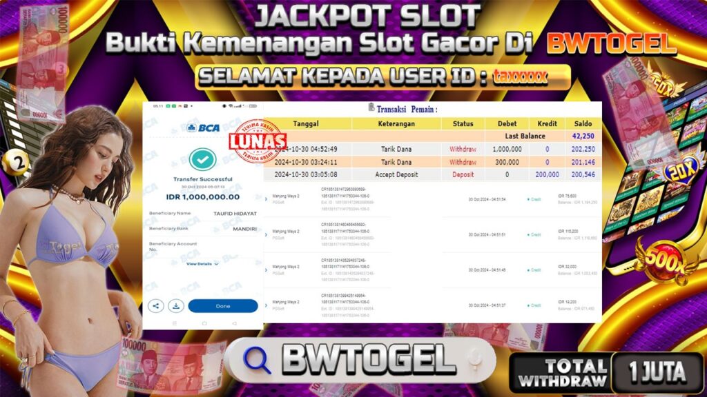 BUKTI JACKPOT SLOT MAHJONG WAYS 2  TERPERCAYA DI INDONESIA TGL 30-10-2024