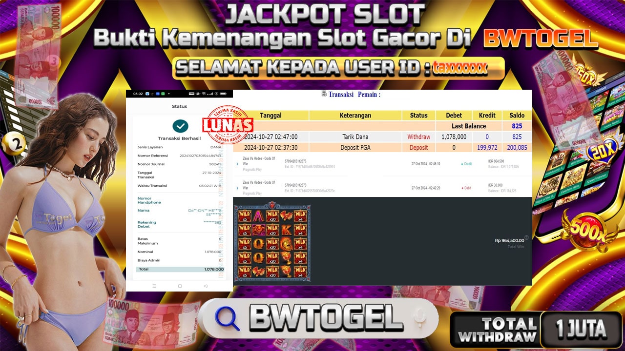 BUKTI JACKPOT SLOT ZEUS VS HADES-GODS OF WAR TERPERCAYA DI INDONESIA TGL 27-10-2024