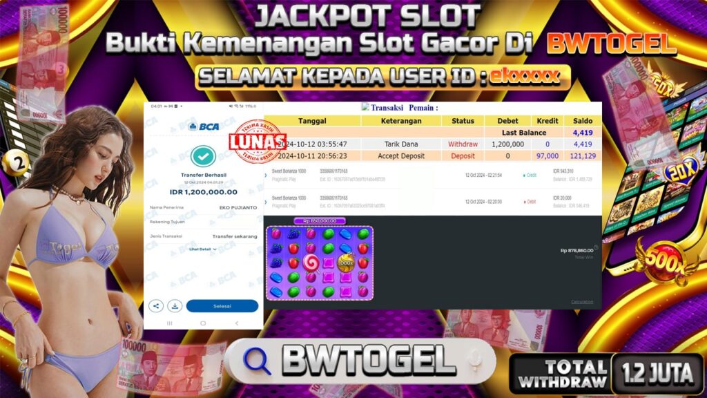 BUKTI JACKPOT SLOT SWEET BONANZA 1000 TERPERCAYA DI INDONESIA TGL 12-10-2024