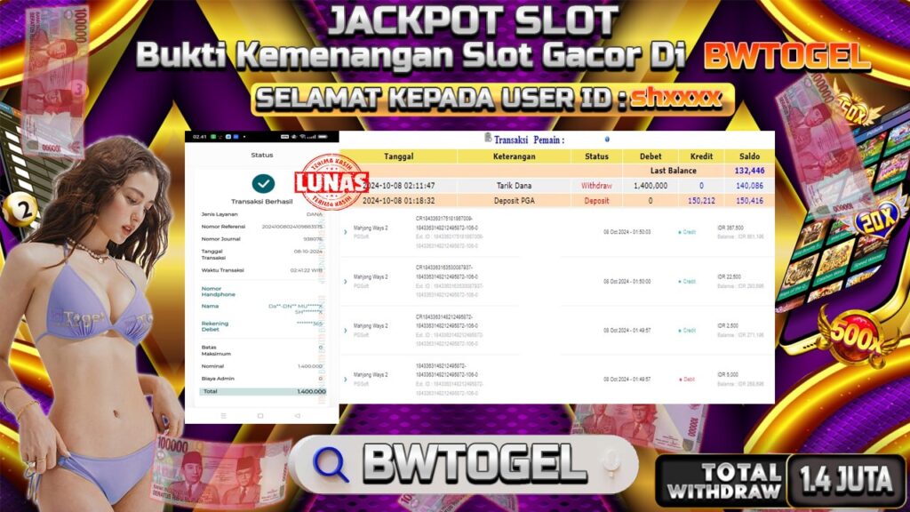 BUKTI JACKPOT SLOT MAHJONG WAYS 2 TERPERCAYA DI INDONESIA TGL 08-10-2024