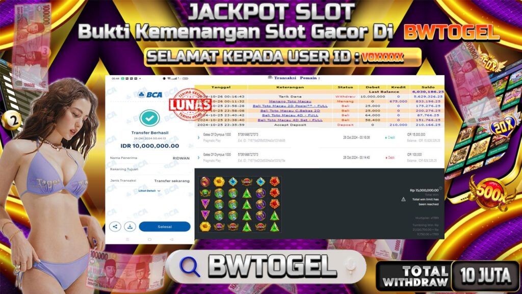 BUKTI JACKPOT SLOT GATES OF OLYMPUS 1000 TERPERCAYA DI INDONESIA TGL 26-10-2024