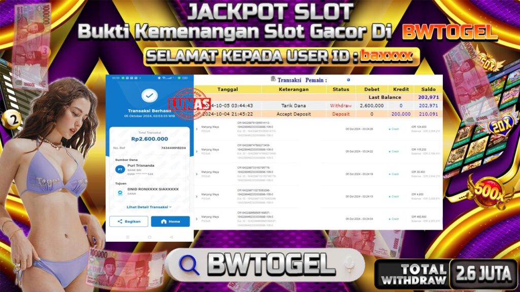 BUKTI JACKPOT SLOT MAHJONG WAYS TERPERCAYA DI INDONESIA TGL 05-10-2024