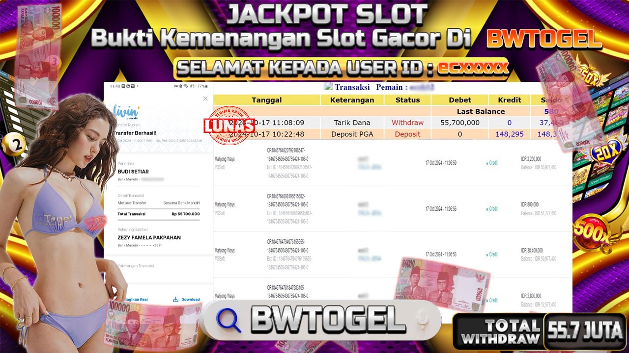 BUKTI JACKPOT SLOT MAHJONG WAYS TERPERCAYA DI INDONESIA TGL 17-10-2024