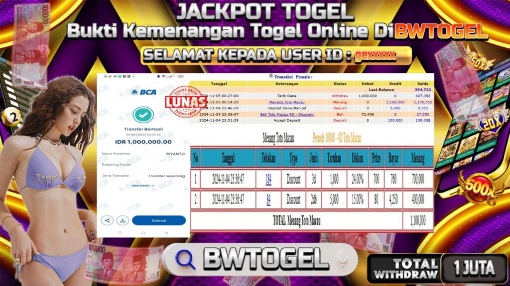 BUKTI JACKPOT TOGEL TOTO MACAU TERPERCAYA DI INDONESIA TGL 05-11-2024