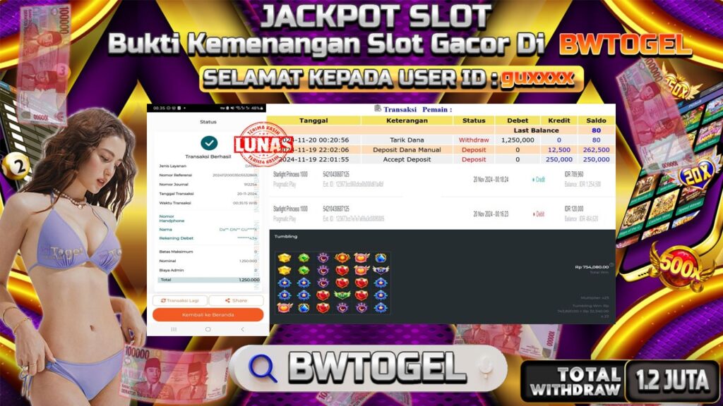 BUKTI JACKPOT SLOT STARLIGHT PRINCESS 1000 TERPERCAYA DI INDONESIA TGL 20-11-2024