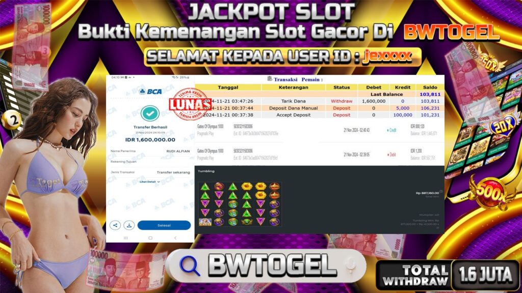 BUKTI JACKPOT SLOT GATES OF OLYMPUS 1000 TERPERCAYA DI INDONESIA TGL 21-11-2024