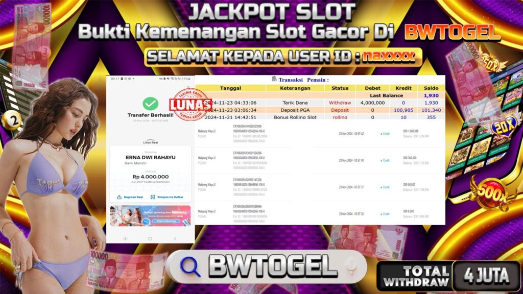 BUKTI JACKPOT SLOT MAHJONG WAYS 2 TERPERCAYA DI INDONESIA TGL 23-11-2024