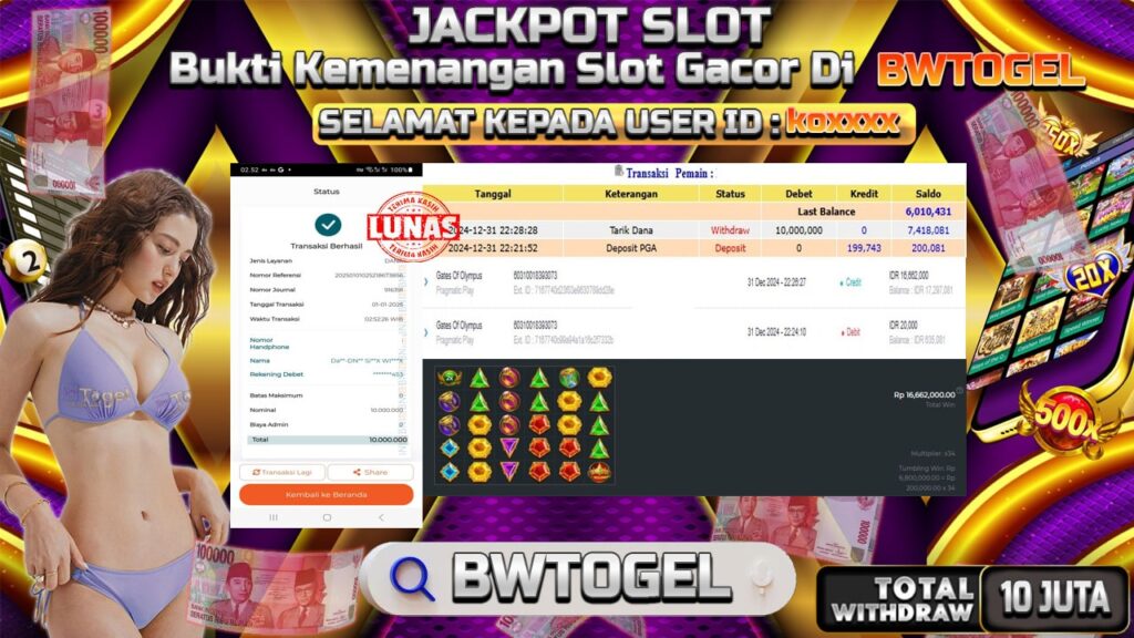 BUKTI JACKPOT SLOT GATES OF OLYMPUS TERPERCAYA DI INDONESIA TGL 01-01-2025