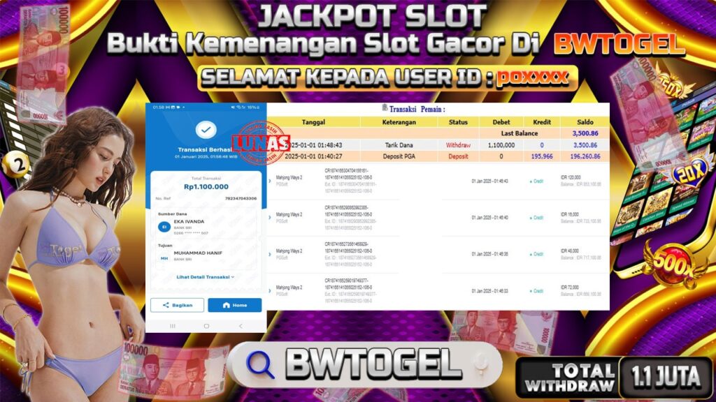 BUKTI JACKPOT SLOT MAHJONG WAYS 2 TERPERCAYA DI INDONESIA TGL 01-01-2025