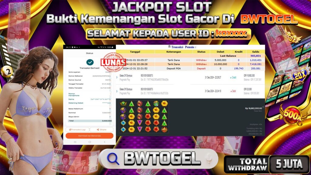 BUKTI JACKPOT SLOT GATES OF OLYMPUS TERPERCAYA DI INDONESIA TGL 03-01-2025