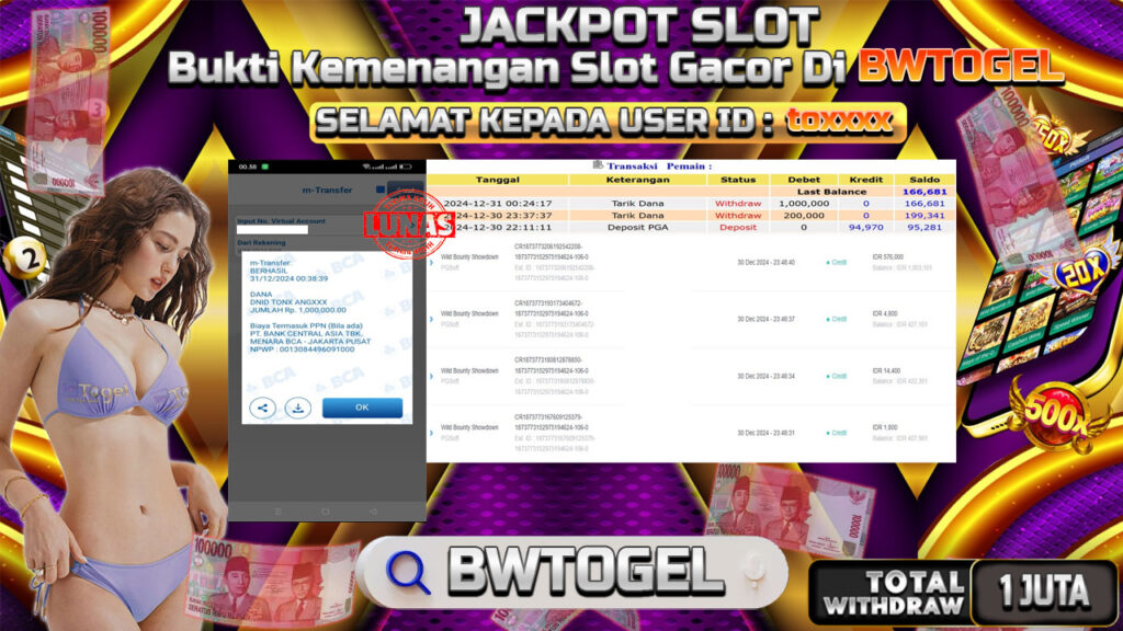 BUKTI JACKPOT SLOT WILD BOUNTY SHOWDOWN TERPERCAYA DI INDONESIA TGL 31-12-2024