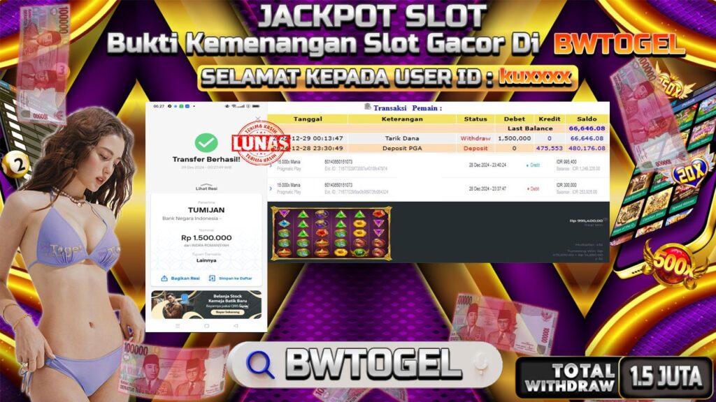 BUKTI JACKPOT SLOT 15.000X MANIA TERPERCAYA DI INDONESIA TGL 29-12-2024