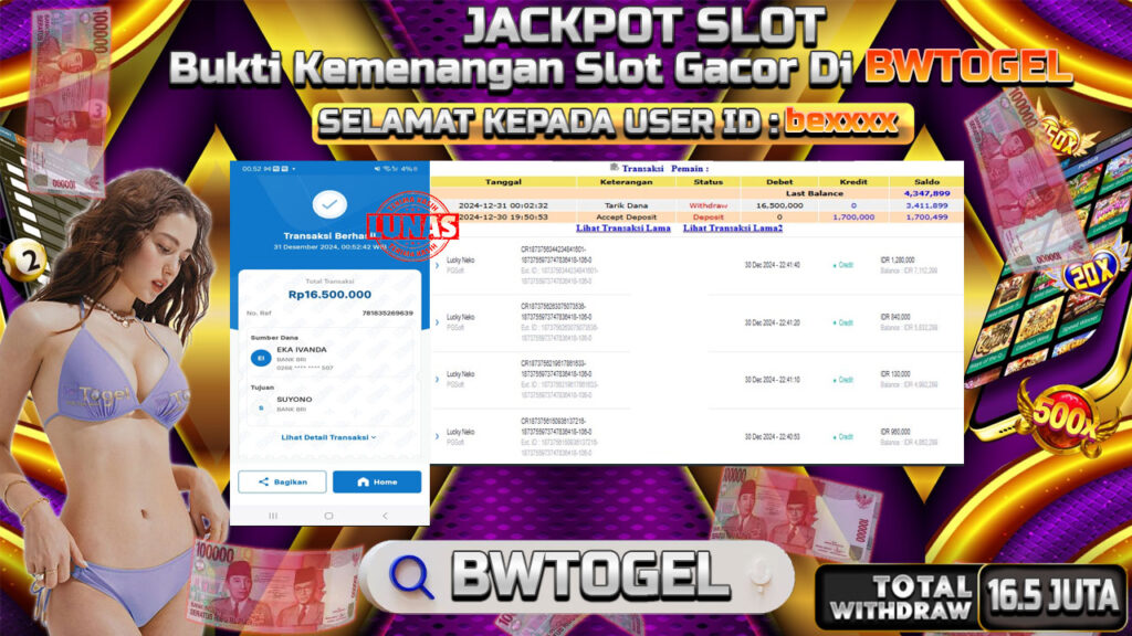 BUKTI JACKPOT SLOT LUCKY NEKO TERPERCAYA DI INDONESIA TGL 31-12-2024