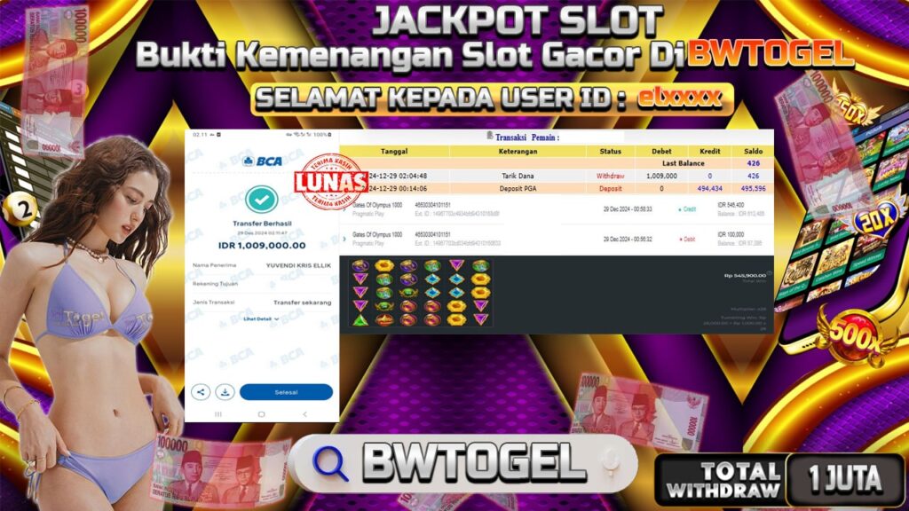 BUKTI JACKPOT SLOT GATES OF OLYMPUS 1000 TERPERCAYA DI INDONESIA TGL 29-12-2024