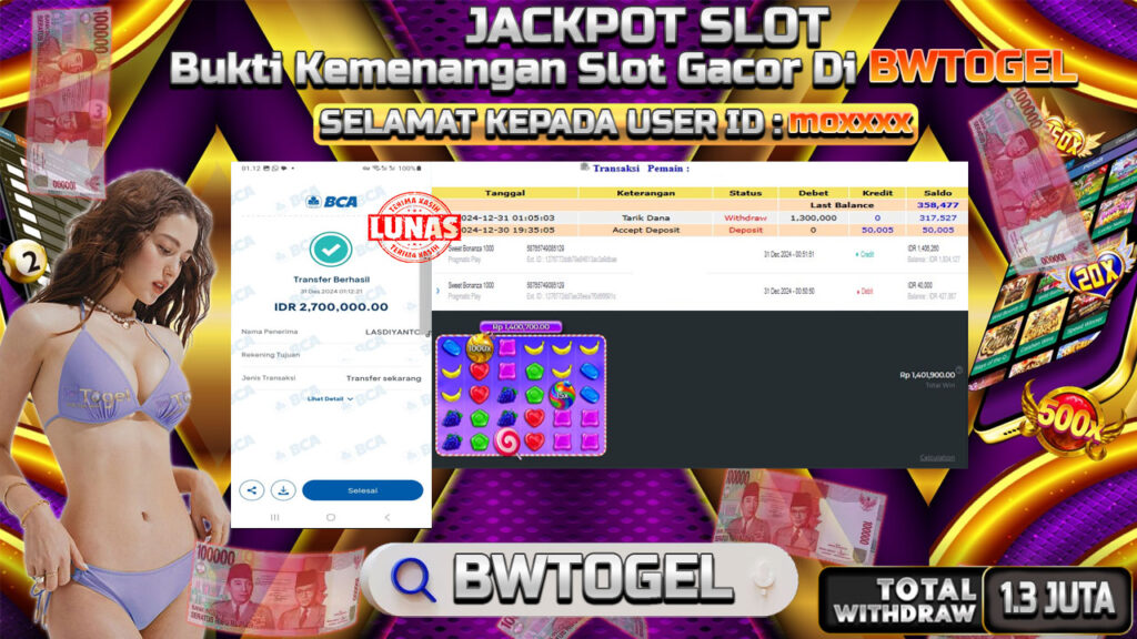 BUKTI JACKPOT SLOT SWEET BONANZA 1000 TERPERCAYA DI INDONESIA TGL 31-12-2024