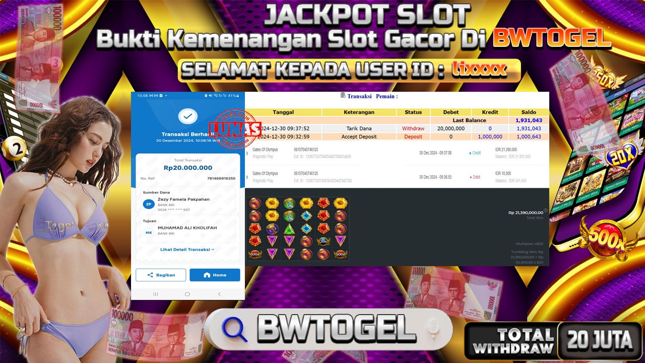 BUKTI JACKPOT SLOT GATES OF OLYMPUS TERPERCAYA DI INDONESIA TGL 30-12-2024