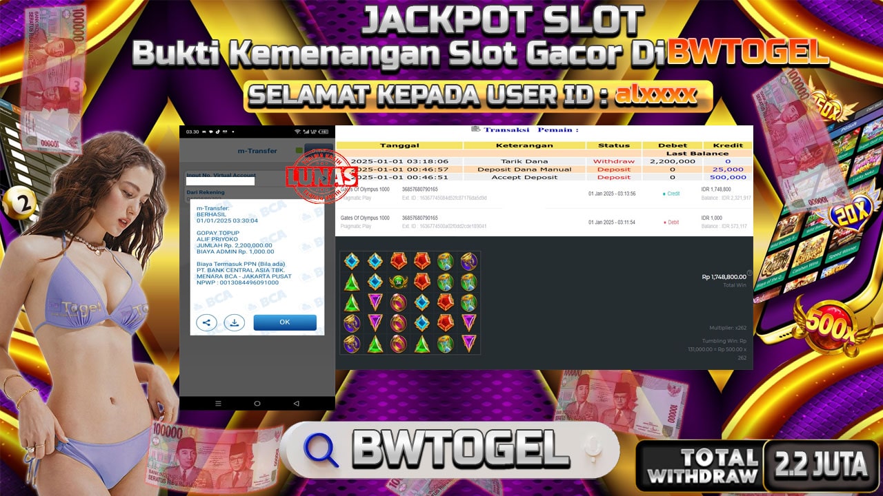 BUKTI JACKPOT SLOT GATES OF OLYMPUS 1000 TERPERCAYA DI INDONESIA TGL 01-01-2025