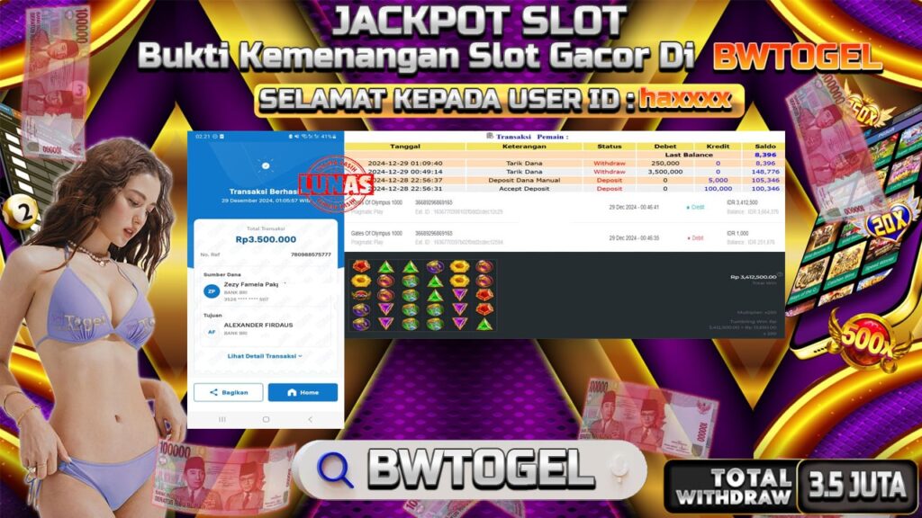 BUKTI JACKPOT SLOT GATES OF OLYMPUS 1000 SHOWDOWN TERPERCAYA DI INDONESIA TGL 29-12-2024