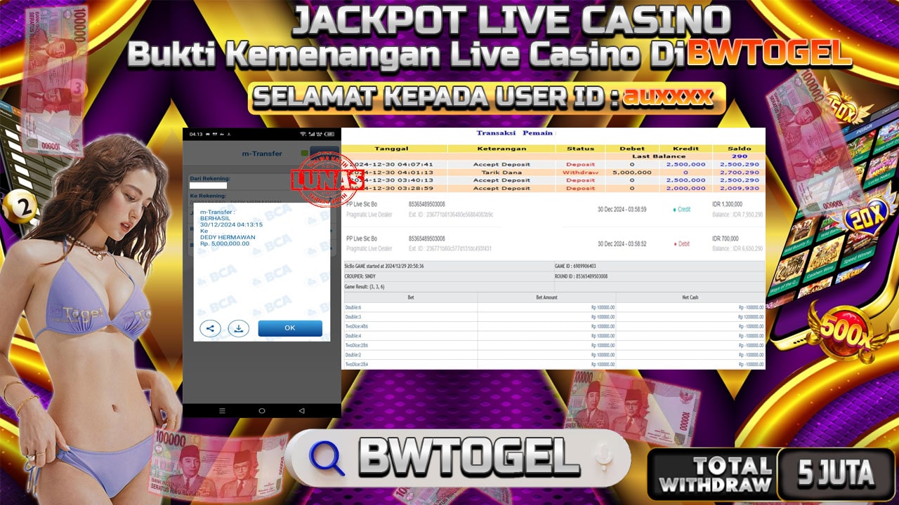 BUKTI JACKPOT SLOT PP LIVE SIC BO TERPERCAYA DI INDONESIA TGL 30-12-2024