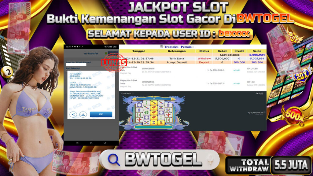 BUKTI JACKPOT SLOT MAHJOING WINS 3 TERPERCAYA DI INDONESIA TGL 31-12-2024