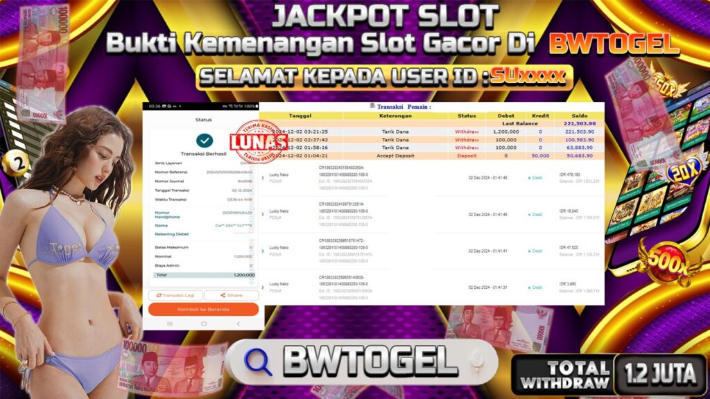 BUKTI JACKPOT SLOT LUCKY NEKO TERPERCAYA DI INDONESIA TGL 02-12-2024