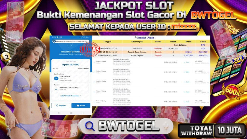 BUKTI JACKPOT SLOT MUSEUM MYSTERY TERPERCAYA DI INDONESIA TGL 04-12-2024