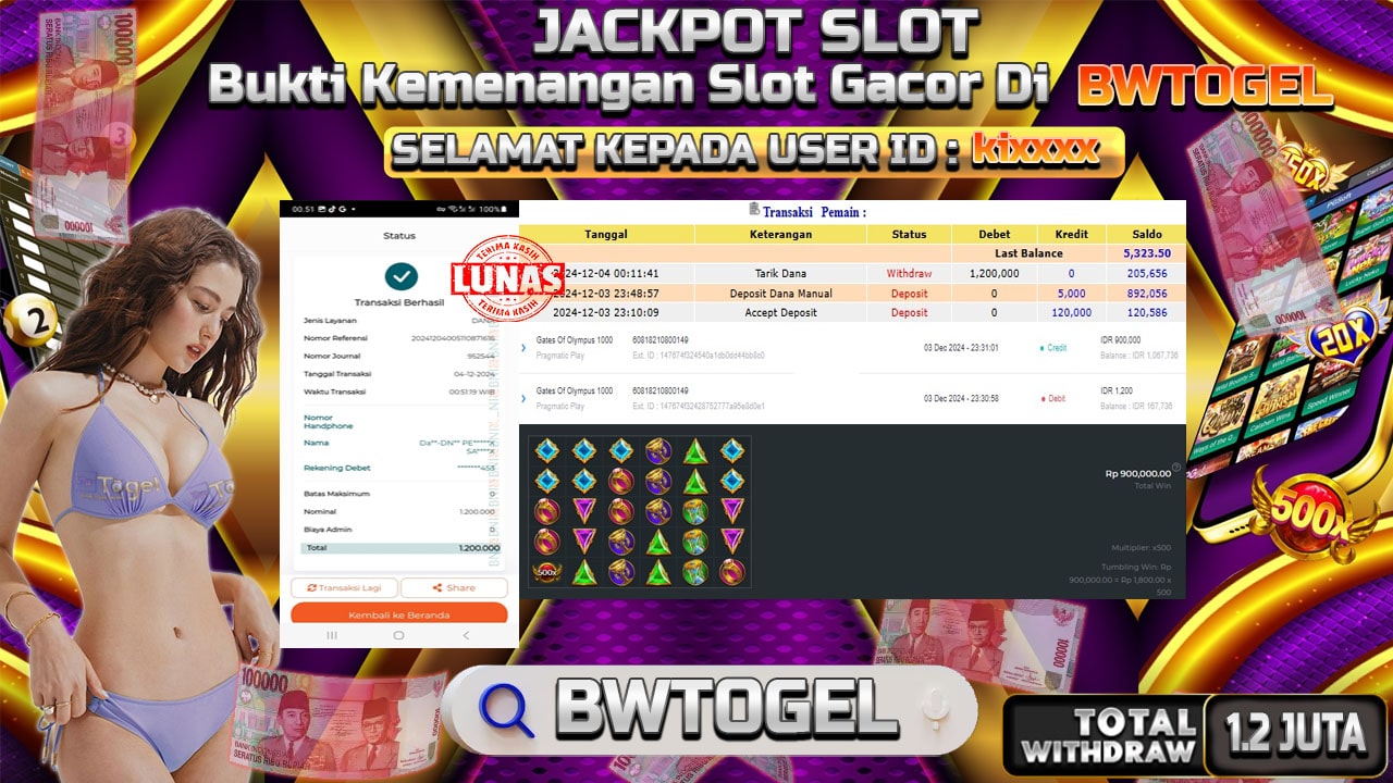 BUKTI JACKPOT SLOT GATES OF OLYMPUS 1000 TERPERCAYA DI INDONESIA TGL 04-12-2024