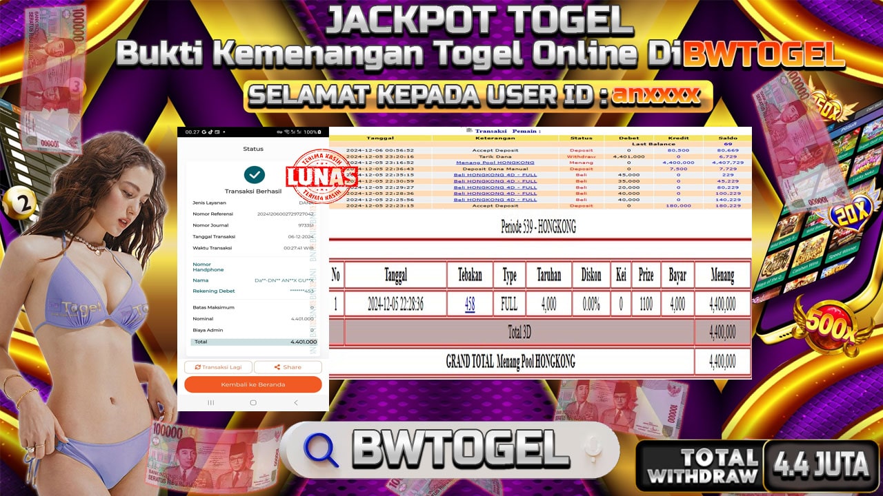 BUKTI JACKPOT TOGEL HONGKONG TERPERCAYA DI INDONESIA TGL 06-12-2024