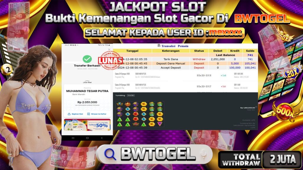 BUKTI JACKPOT SLOT GATES OF OLYMPUS 1000 TERPERCAYA DI INDONESIA TGL 08-12-2024