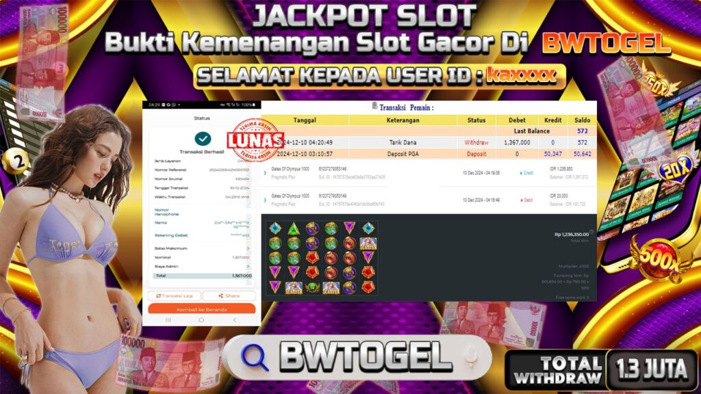 BUKTI JACKPOT SLOT GATES OF OLYMPUS 1000 TERPERCAYA DI INDONESIA TGL 10-12-2024